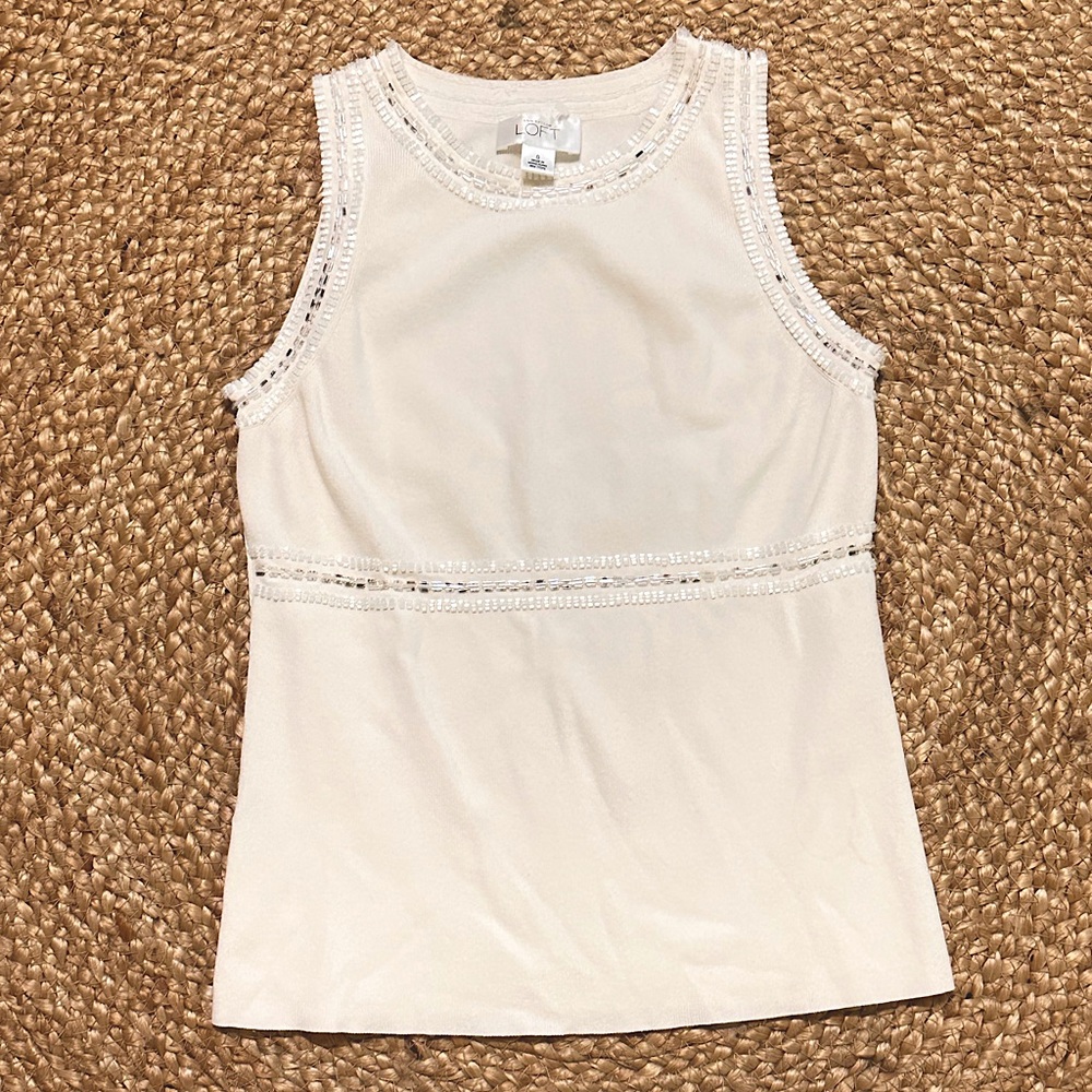 Ann Taylor Loft Sleeveless Beaded Top